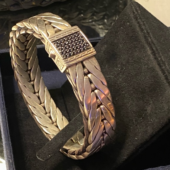 John Hardy Men's Extra-Large Modern Chain Bracelet with Black Sapphire - Picture 8 of 11